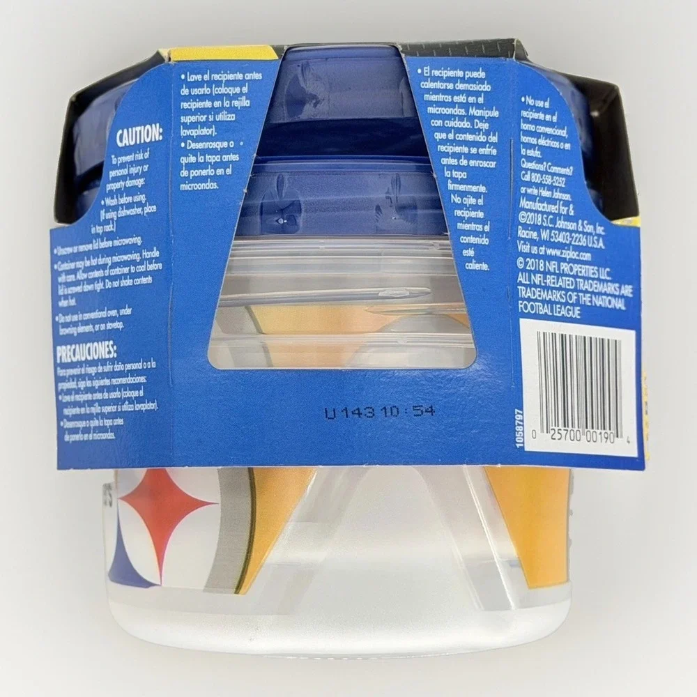 Ziploc Pittsburgh Steelers Twist 'n Loc 2 Cup Food Storage Containers 2 Pack NEW